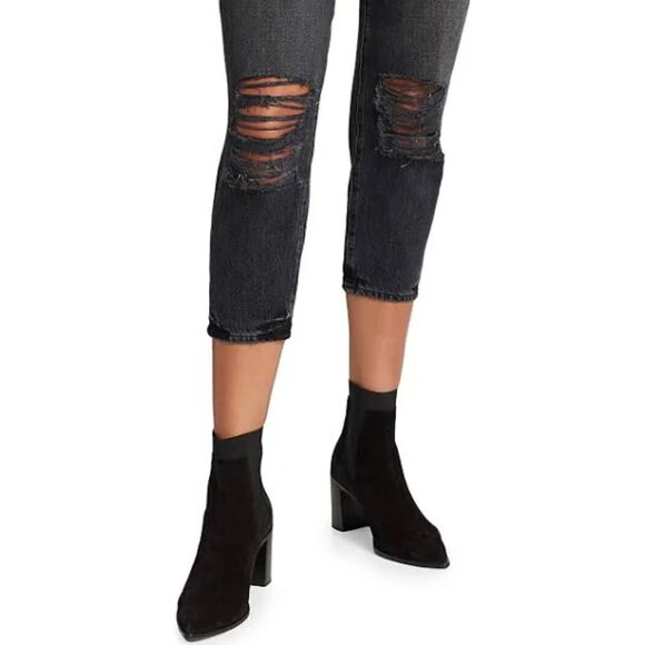 NWT FRAME Le Garçon Crop Boyfriend Jeans Women’s 28 Black Premium Denim - Picture 3 of 4